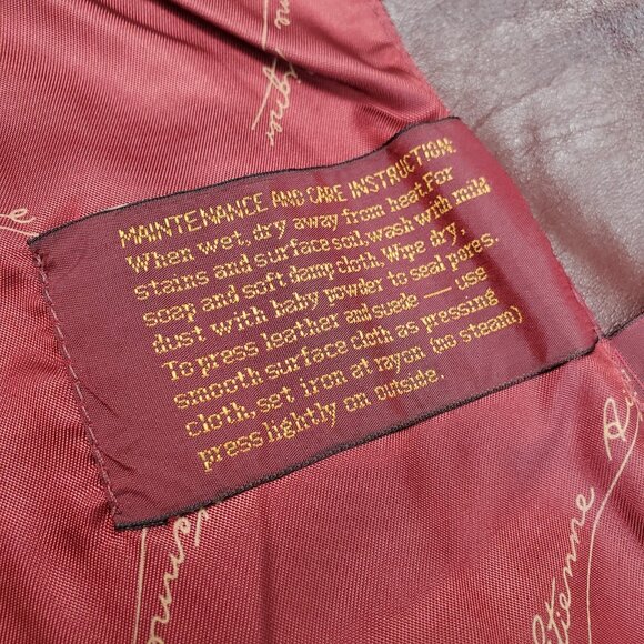 Vintage Etienne Aigner Burgundy Oxblood Genuine Leather Jacket Blazer Size 14 - Picture 7 of 16